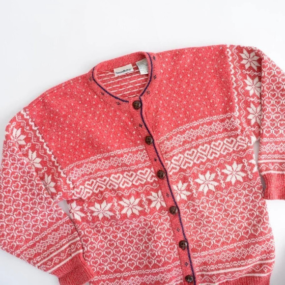 Vintage Northern Reflection Red  Knit Button Down Cardigan Small - Picture 10 of 12